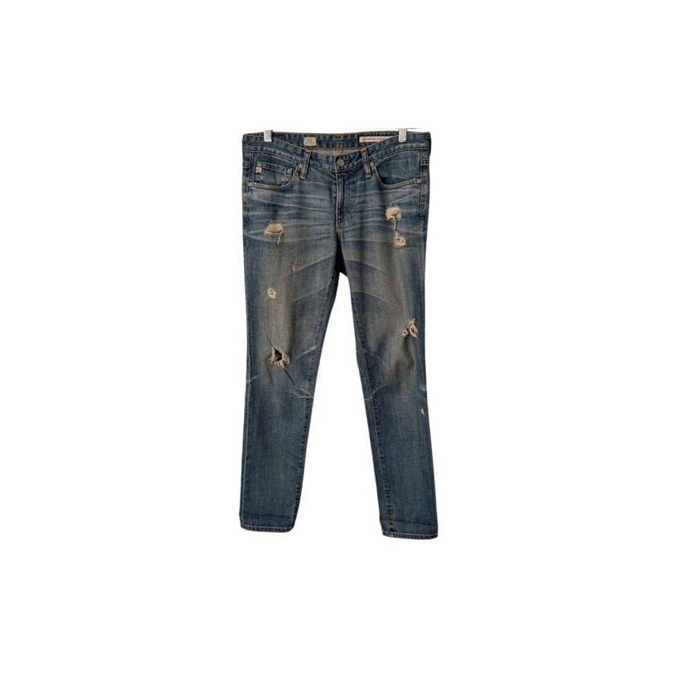 AG Adriano Goldschmied Stilt Cigarette Leg Jeans Distressed Faded Whisker Denim